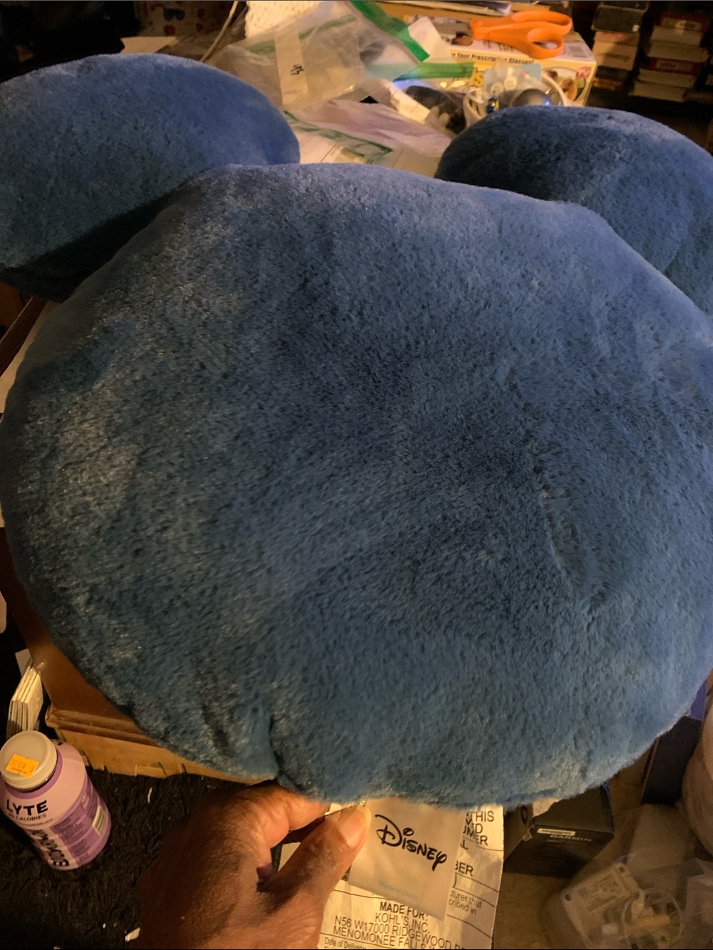 Disney Plush Blue Mickey Head & Ear Pillow